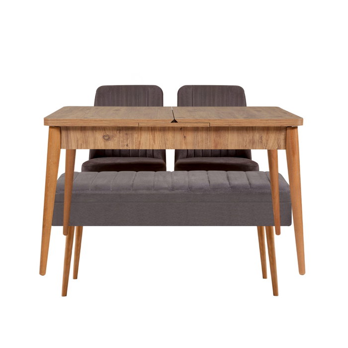 Hanah Home Vina 0701 Conjunto de Mesa de Comedor Extensible y Sillas, Pino Atlántico y Antracita Hanah Home Vina 0701 Conjunto de Mesa de Comedor Extensible y Sillas, Pino Atlántico y Antracita
